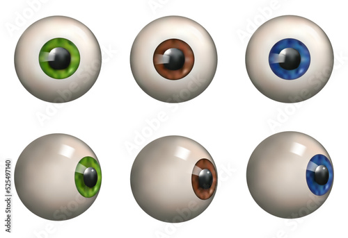 Set of multi-colored realistic human eyes. Vector illustration.