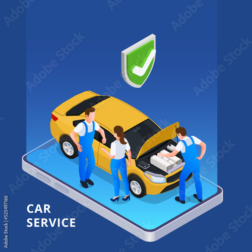Car Service Isometric Background
