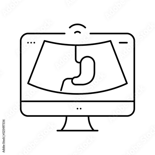 ultrasound abdomen health check line icon vector illustration