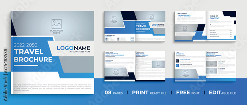 8 Page square travel agency brochure design, multipage square company profile brochure template