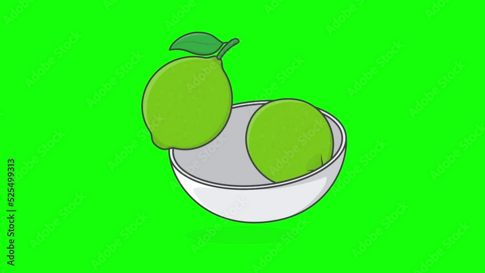 Lime Powder Animation Lime Fruit On Green Screen Background. 3D Whole Of Lime Animation. 3D ...