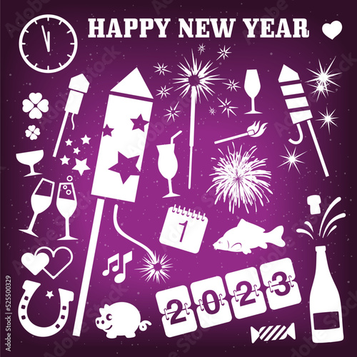 Vector set of New Year Elements 2023