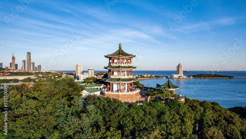 Aerial photography of the architectural landscape of the old city of Qingdao