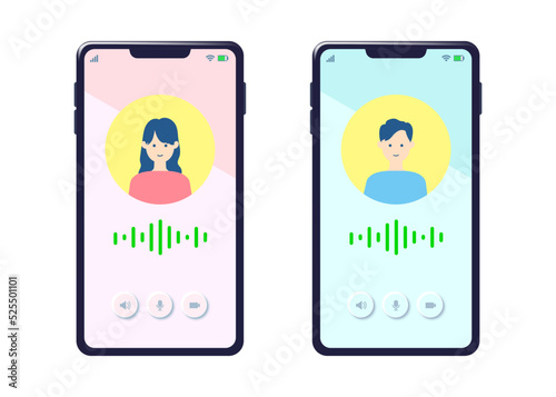 音声通話の画面のイラスト（セット）