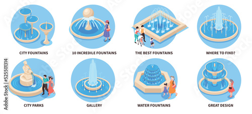 Isometric Fountain Park Compositions