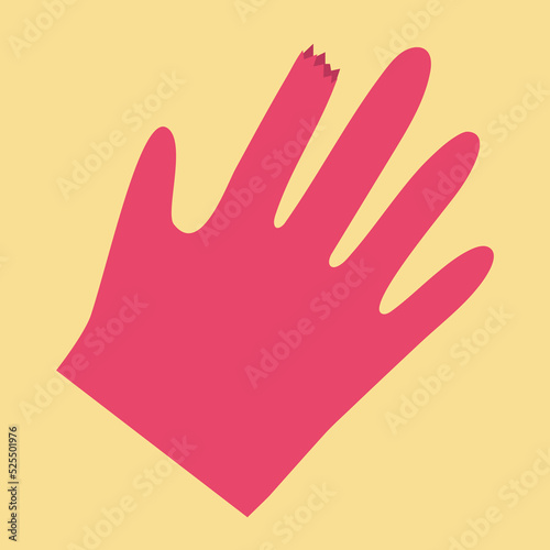 torn glove on yellow background