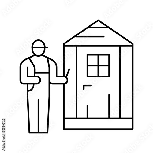 shed installation repair line icon vector illustration