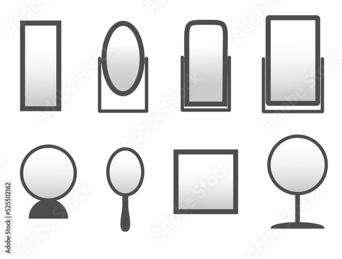 The dressing mirrors set , oval, rectangular, round and square shape vector illustration
