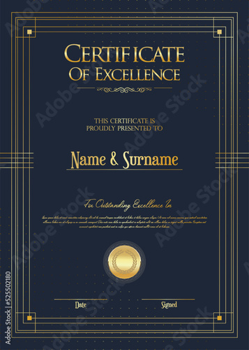certificate or diploma retro vintage design vector 
