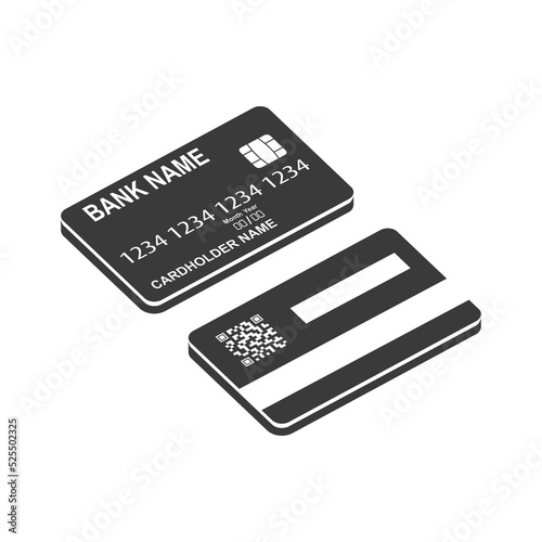 Plastic bank card glyph icon isolated on white background.Vector illustration.