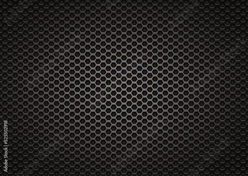 Black mesh grill background.Hexagon shape