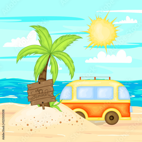 A collection of summer items. Cartoon style. Vector illustration.