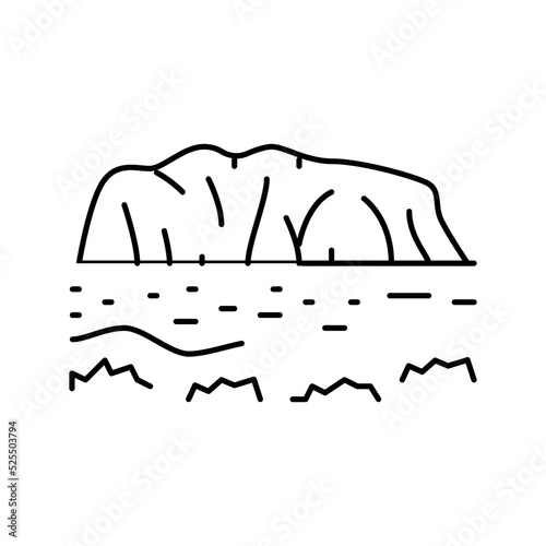 uluru mountain line icon vector illustration