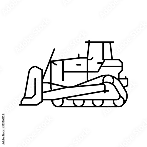 bulldozer construction car vehicle line icon vector illustration