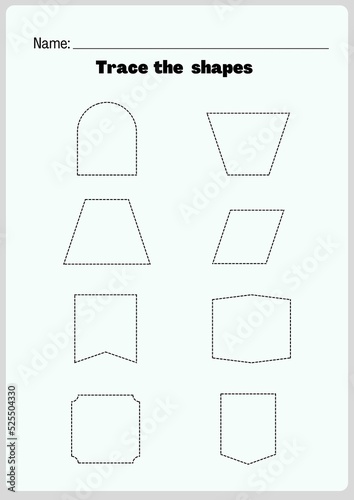 High Resolution Printable Shapes Tracing Worksheets for Kindergarten and Preschool Kids, Shapes Practise Printable Templates.