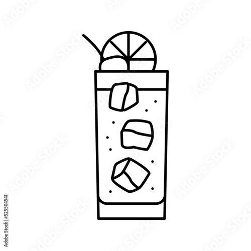 tom collins cocktail glass drink line icon vector illustration