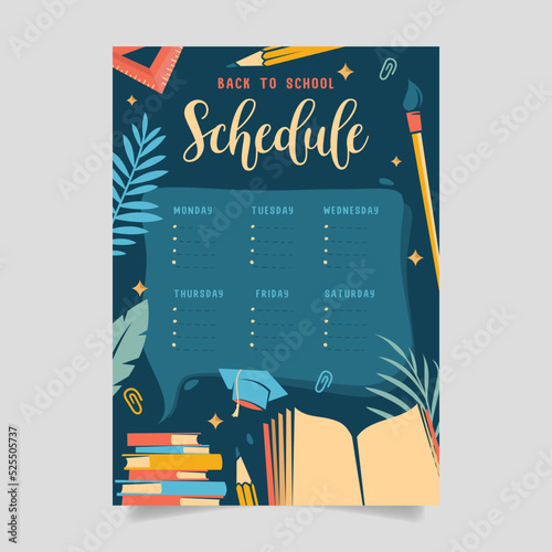 Back to school time table template vector