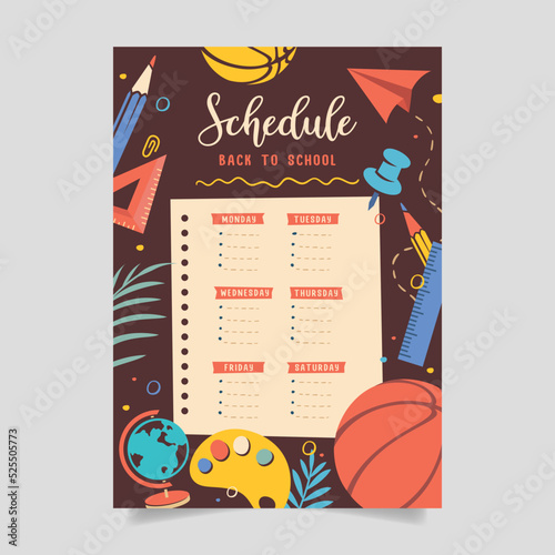 Back to school time table template vector