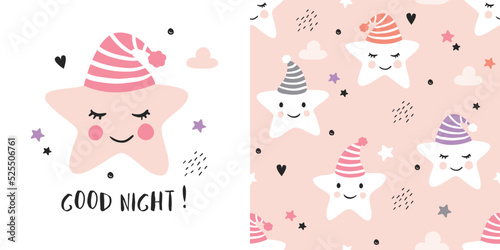 Seamless childish pattern with little stars. Cute vector texture for kids bedding, fabric, wallpaper, wrapping paper, textile, t-shirt print