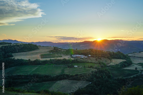Sunset over Emilia Romagna hills, Italy