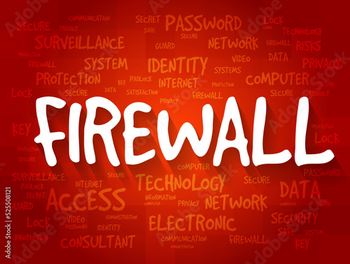 FIREWALL word cloud collage, technology concept background