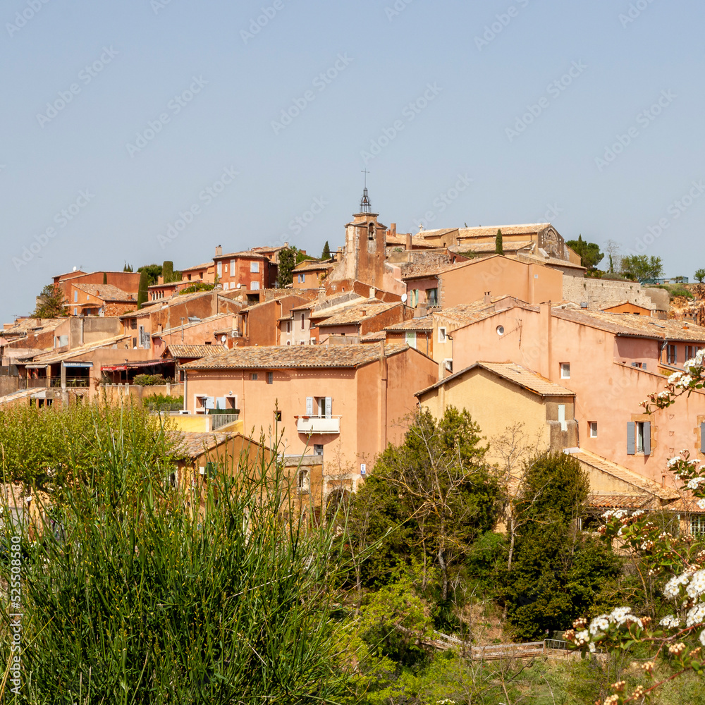 View of the Roussillon city in the Luberon Natural Park, France.