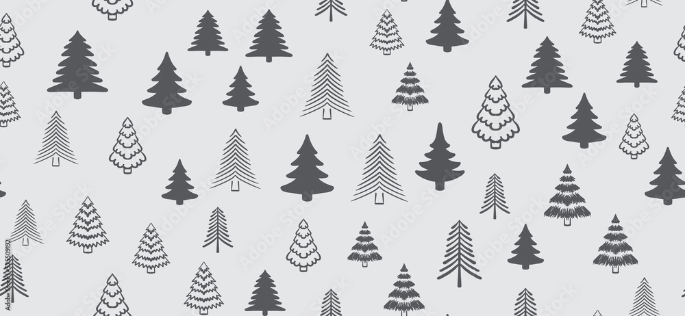 Christmas tree pattern,, Hand drawn illustrations. Christmas tree pattern,, Hand drawn illustrations.