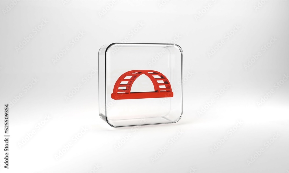 Red Monkey bar icon isolated on grey background. Glass square button. 3d illustration 3D render Red Monkey bar icon isolated on grey background. Glass square button. 3d illustration 3D render