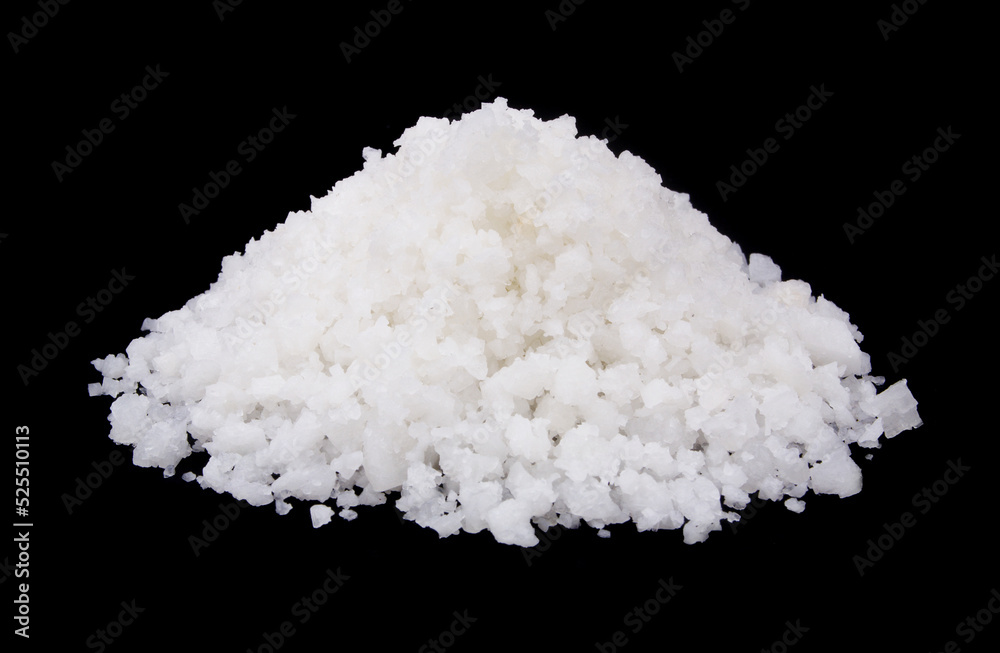 Sea salt heap isolated on black background Sea salt heap isolated on black background