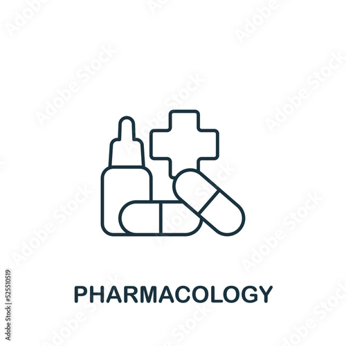 Pharmacology icon. Line simple Science icon for templates, web design and infographics