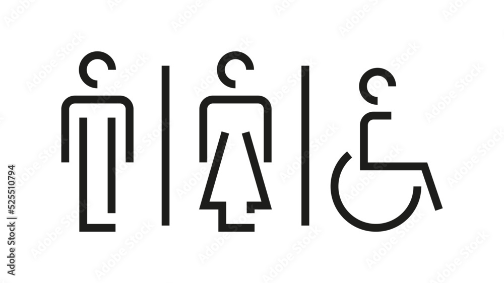 Symbole WC wektor. Kobiety, mężczyźni, niepełnosprawni