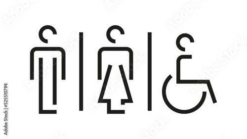 Symbole WC wektor. Kobiety, mężczyźni, niepełnosprawni photo