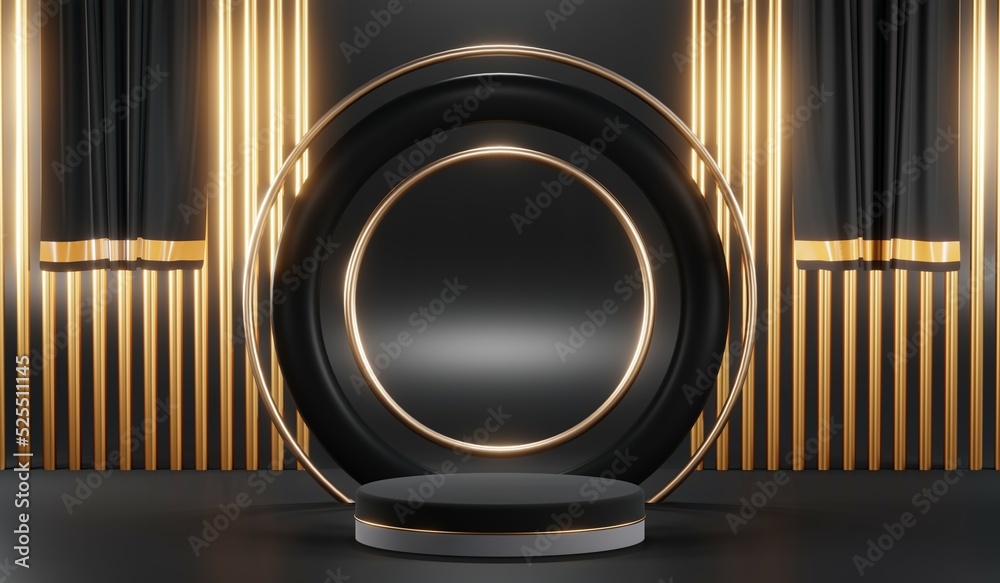 3D rendering of blank product background for cream cosmetics Modern black podium background 3D rendering of blank product background for cream cosmetics Modern black podium background