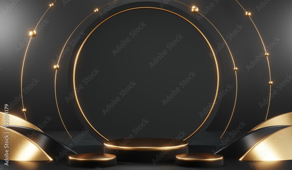 3D rendering of blank product background for cream cosmetics Modern black podium background 3D rendering of blank product background for cream cosmetics Modern black podium background