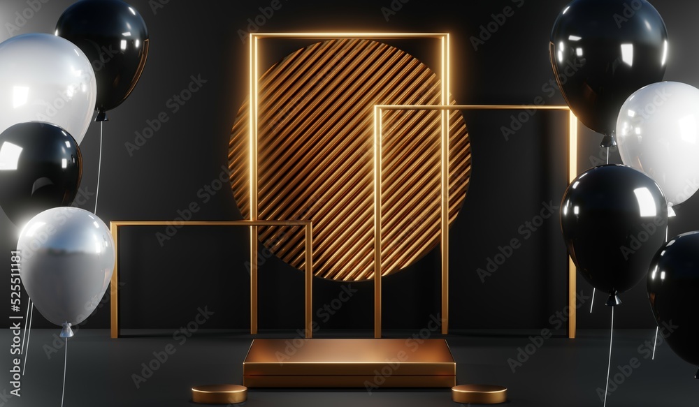 3D rendering of blank product background for cream cosmetics Modern black podium background 3D rendering of blank product background for cream cosmetics Modern black podium background