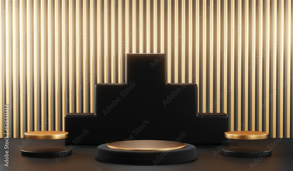 3D rendering of blank product background for cream cosmetics Modern black podium background 3D rendering of blank product background for cream cosmetics Modern black podium background