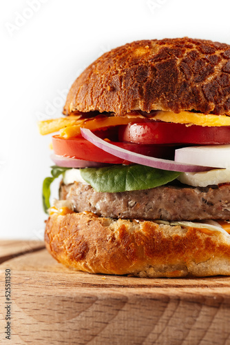 
burger close-up on a white background