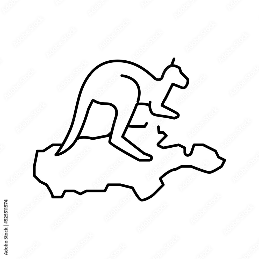 kangaroo island line icon vector illustration