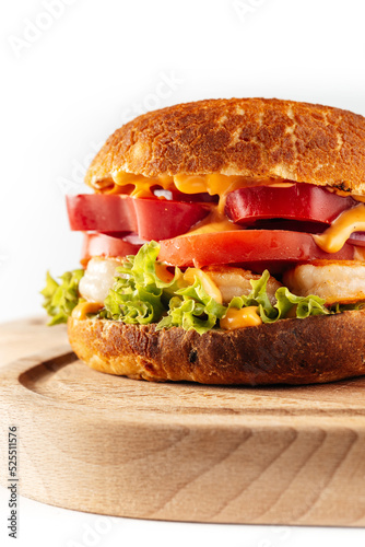 
burger close-up on a white background