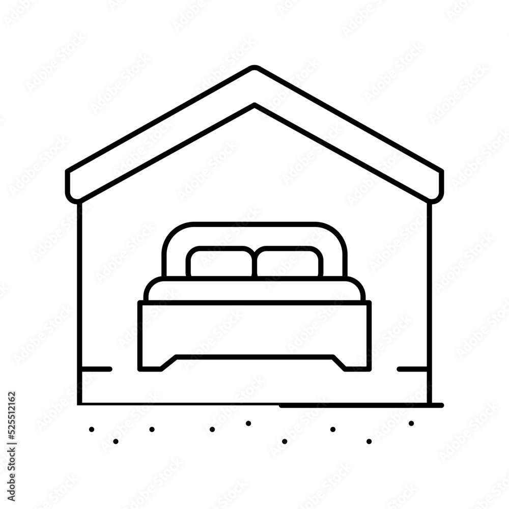 bedroom property estate home line icon vector illustration
