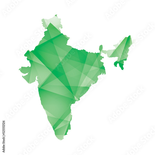 vector illustration of India map with green colored geometric shapes