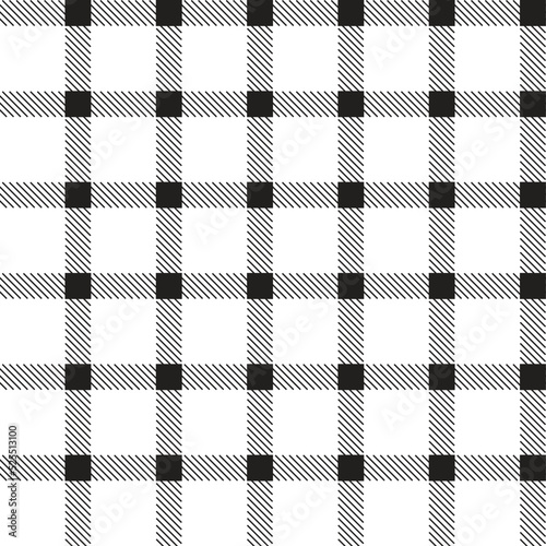 Black White Cute Line Stripe Striped Checkered Scott Plaid Tartan Gingham Cartoon Vector Seamless Pattern Print Background