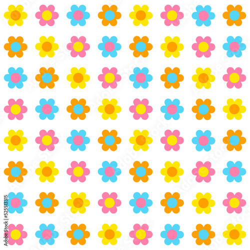 Wallpaper Mural Cute Beautiful Ditsy Flowers Geometric Colorful Color Floral Illustration Vector Seamless Pattern Texture Textile Fabric Print White Background paper, cover, fabric, interior decor Torontodigital.ca