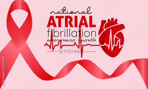 Vector illustration design concept of national atrial fibrillation awareness month observed on every september.