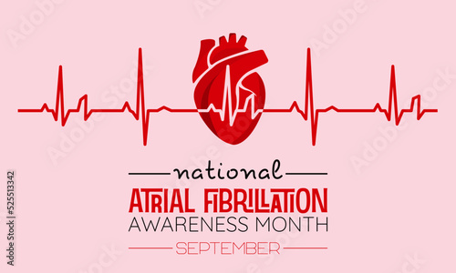 Vector illustration design concept of national atrial fibrillation awareness month observed on every september.