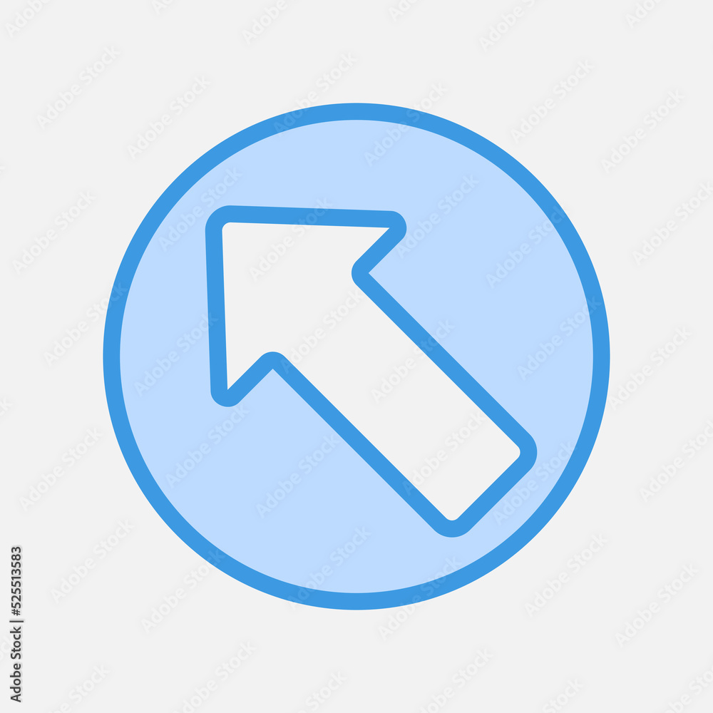 Up left arrow icon in blue style, use for website mobile app presentation Up left arrow icon in blue style, use for website mobile app presentation