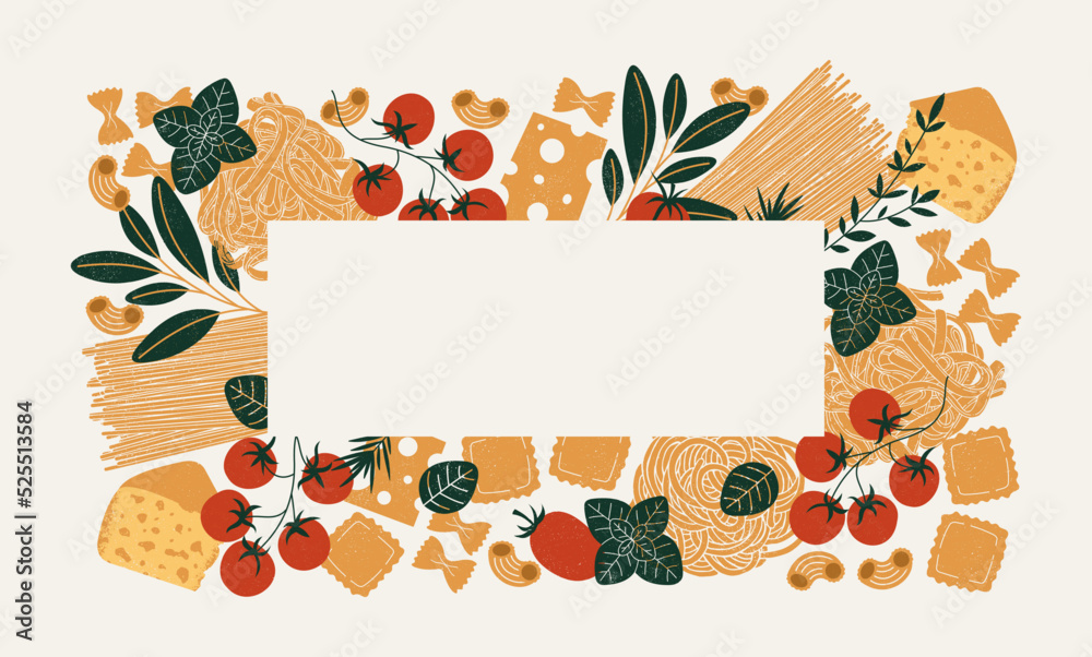 Delicious italian pasta types of high quality Vector Image