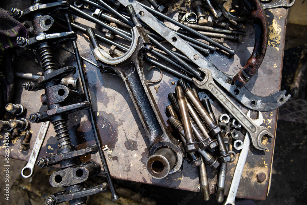 Fototapeta premium Close up shot of bolt fasteners made of metal