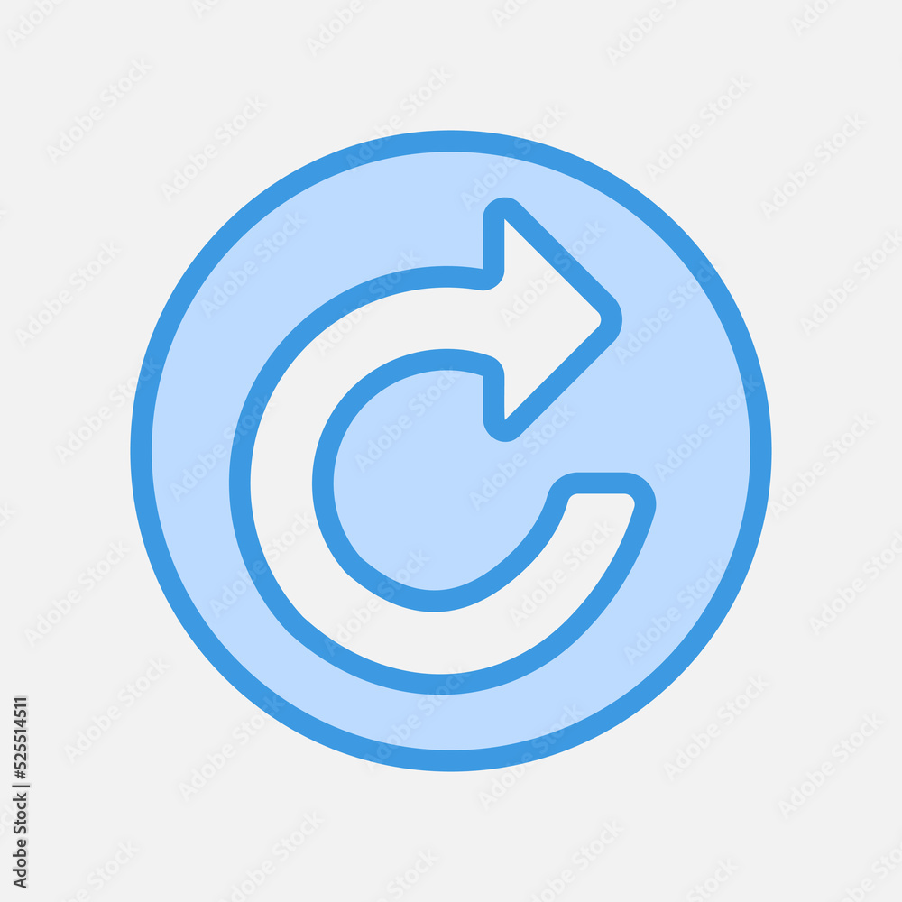 Redo arrow icon in blue style, use for website mobile app presentation Redo arrow icon in blue style, use for website mobile app presentation