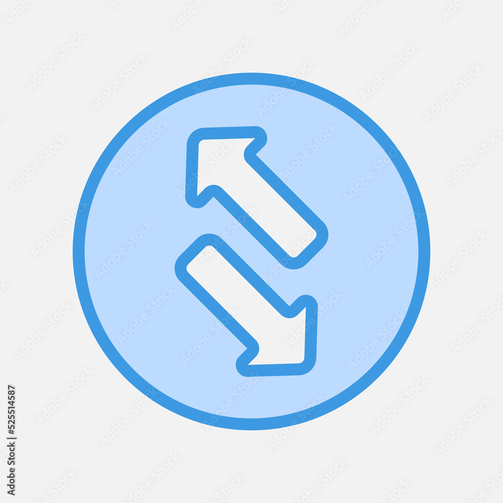 Exchange arrow icon in blue style, use for website mobile app presentation Exchange arrow icon in blue style, use for website mobile app presentation
